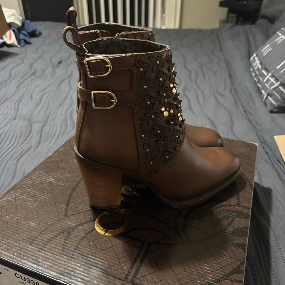 Cuadra Women's Ankle Boots Brown Woven Leather, Size 7.5  Western or Boho Style - Picture 6 of 6